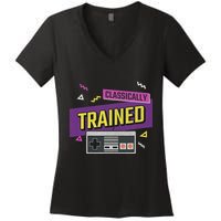 Classically Trained Retro Video Game 80s Women's V-Neck T-Shirt