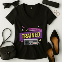 Classically Trained Retro Video Game 80s Women's V-Neck T-Shirt