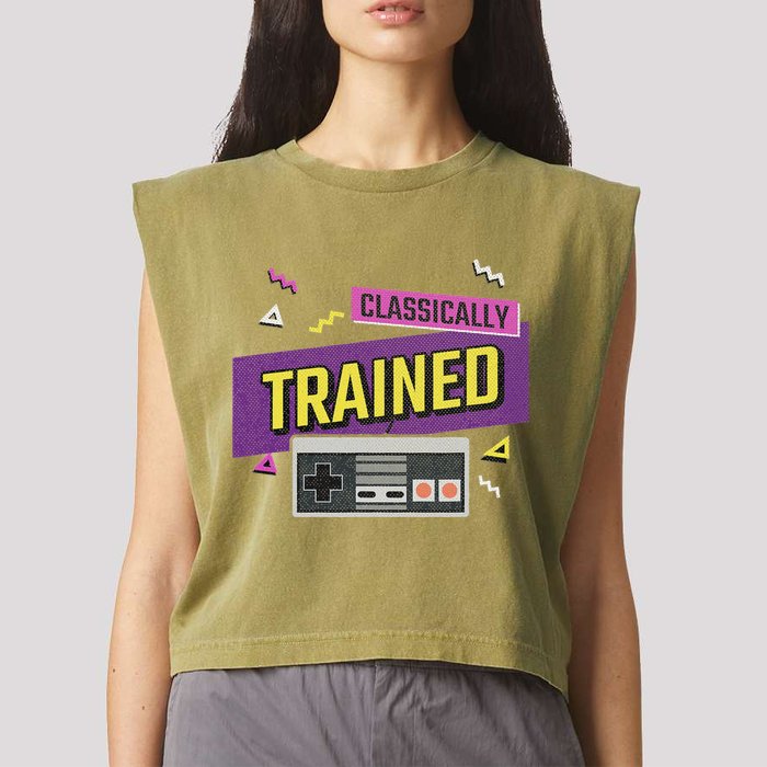 Classically Trained Retro Video Game 80s Garment-Dyed Women's Muscle Tee