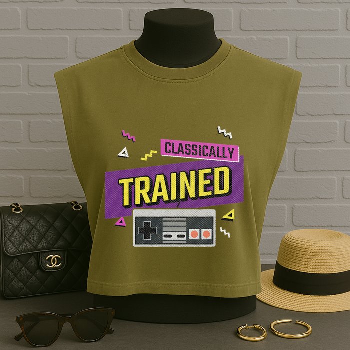 Classically Trained Retro Video Game 80s Garment-Dyed Women's Muscle Tee