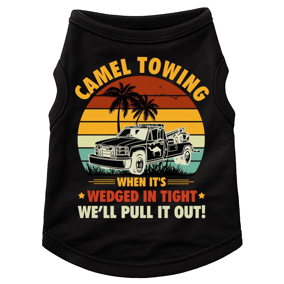Camel Towing Retro Adult Humor Saying Funny Halloween Gift Doggie Tank