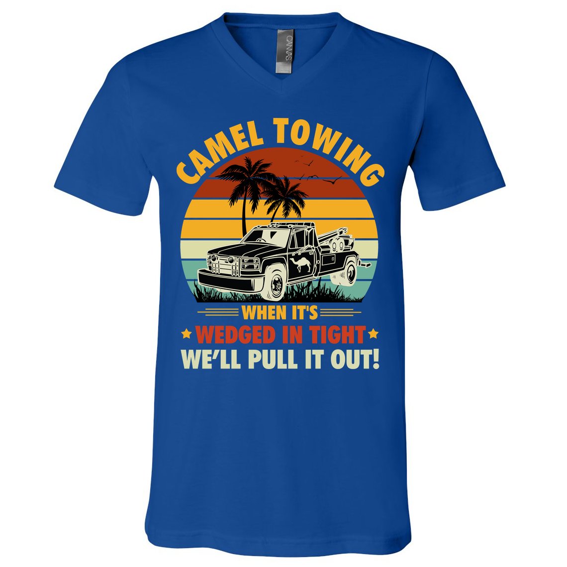 Camel Towing Retro Adult Humor Saying Funny Halloween Gift V-Neck T-Shirt