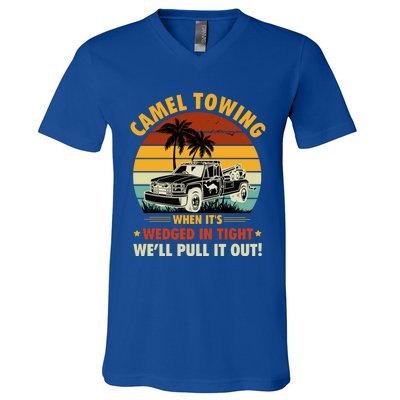 Camel Towing Retro Adult Humor Saying Funny Halloween Gift V-Neck T-Shirt