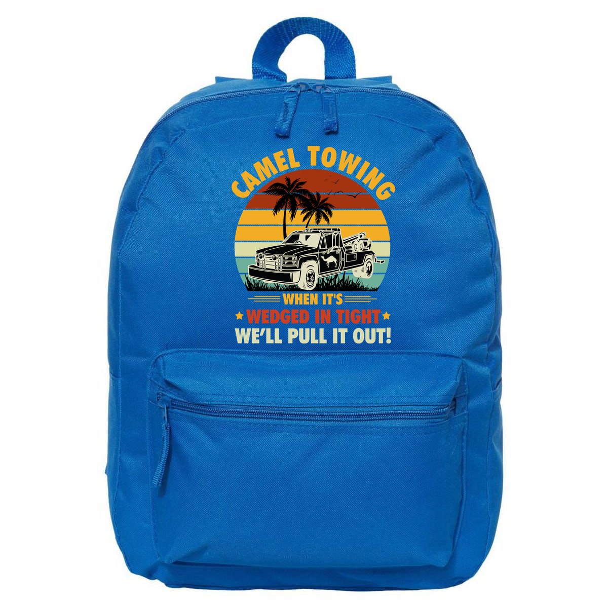 Camel Towing Retro Adult Humor Saying Funny Halloween Gift 16 in Basic Backpack
