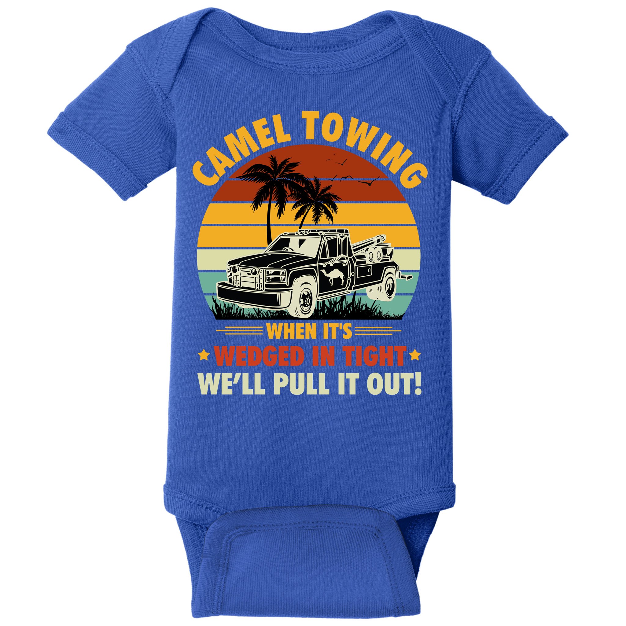 Camel Towing Retro Adult Humor Saying Funny Halloween Gift Baby Bodysuit