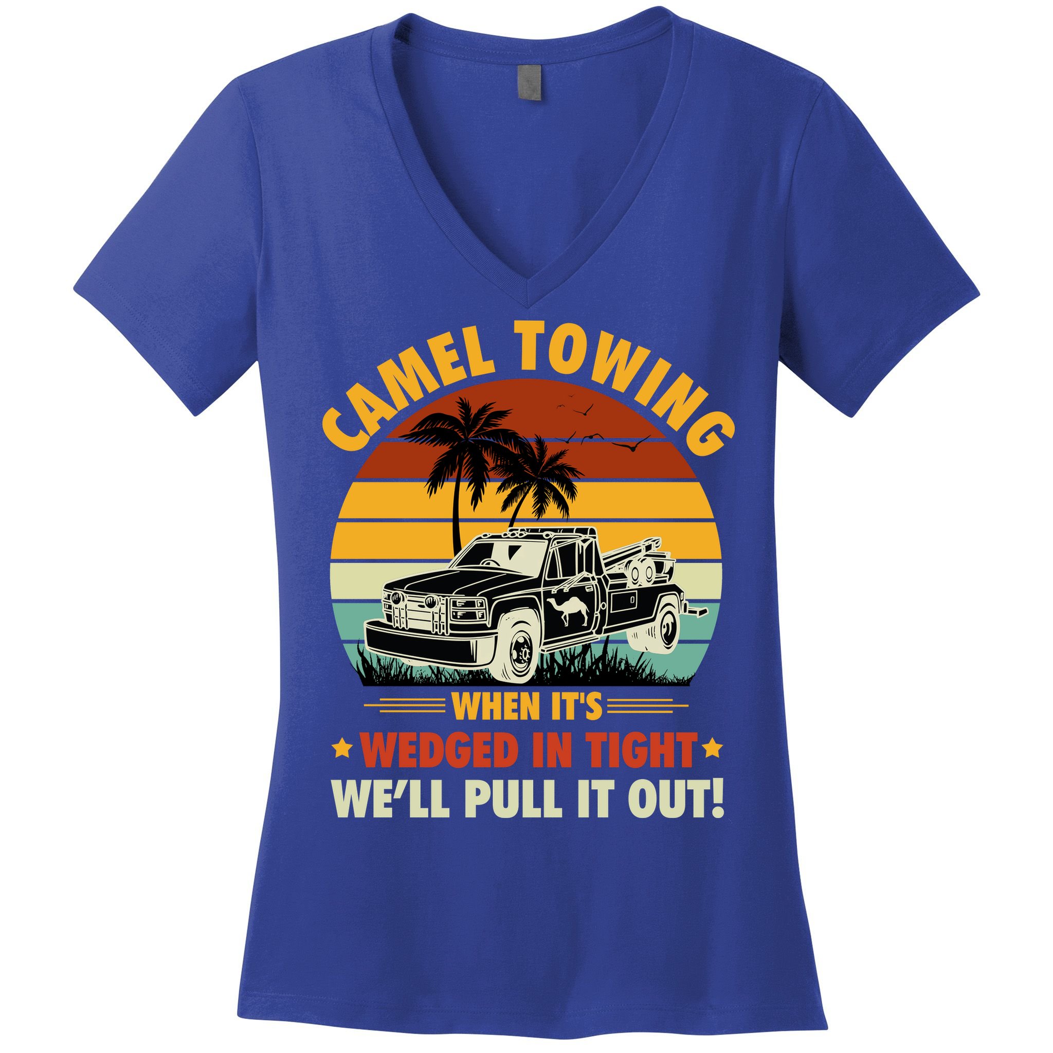 Camel Towing Retro Adult Humor Saying Funny Halloween Gift Women's V-Neck T-Shirt