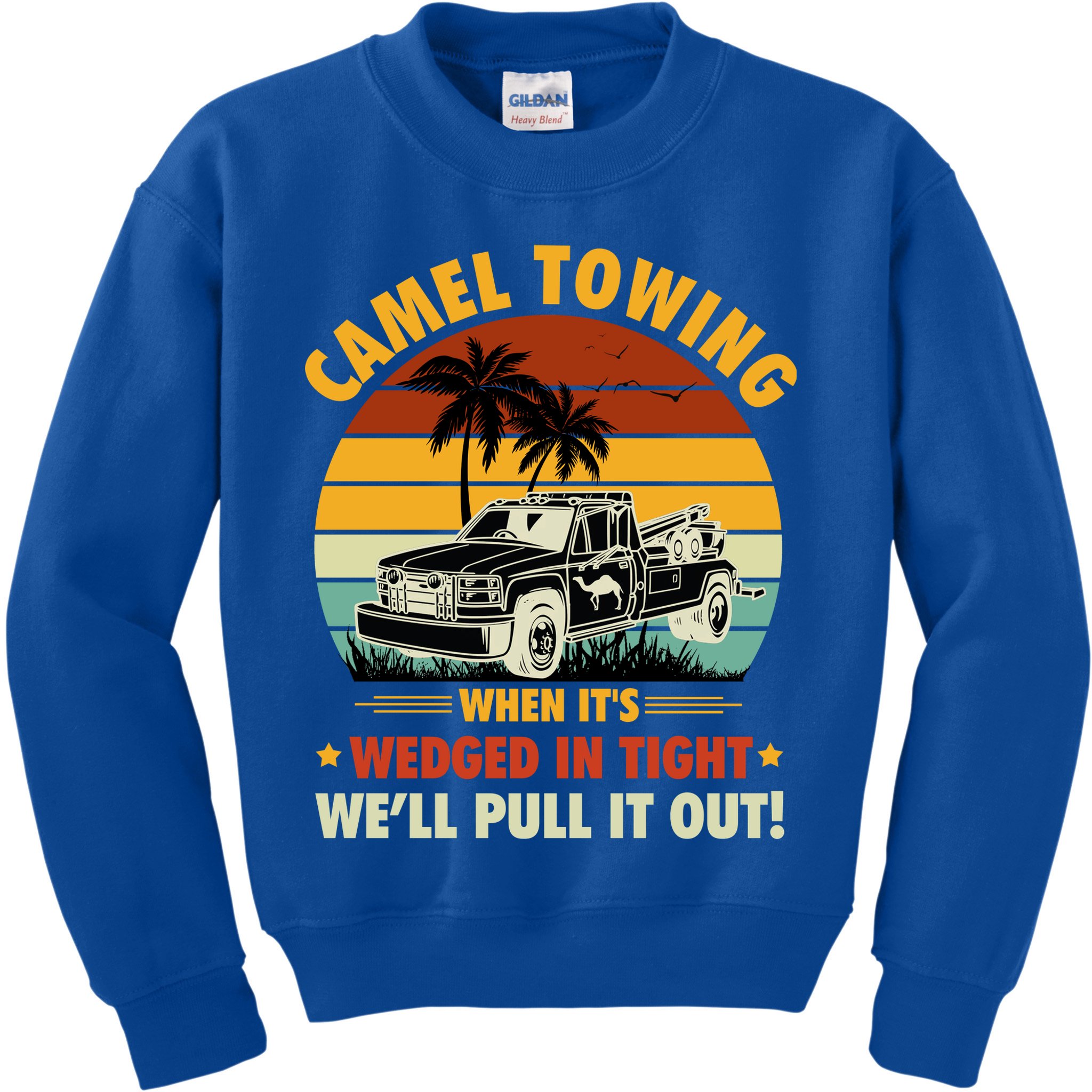 Camel Towing Retro Adult Humor Saying Funny Halloween Gift Kids Sweatshirt