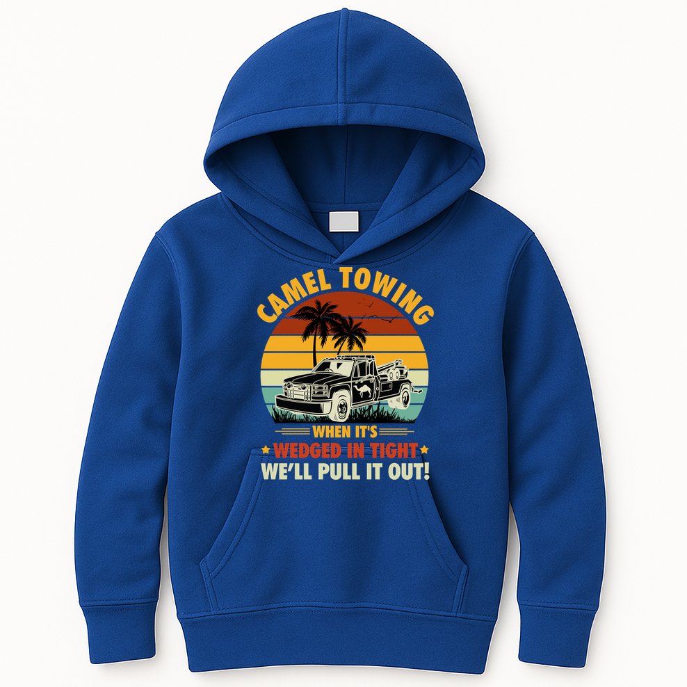 Camel Towing Retro Adult Humor Saying Funny Halloween Gift Kids Hoodie