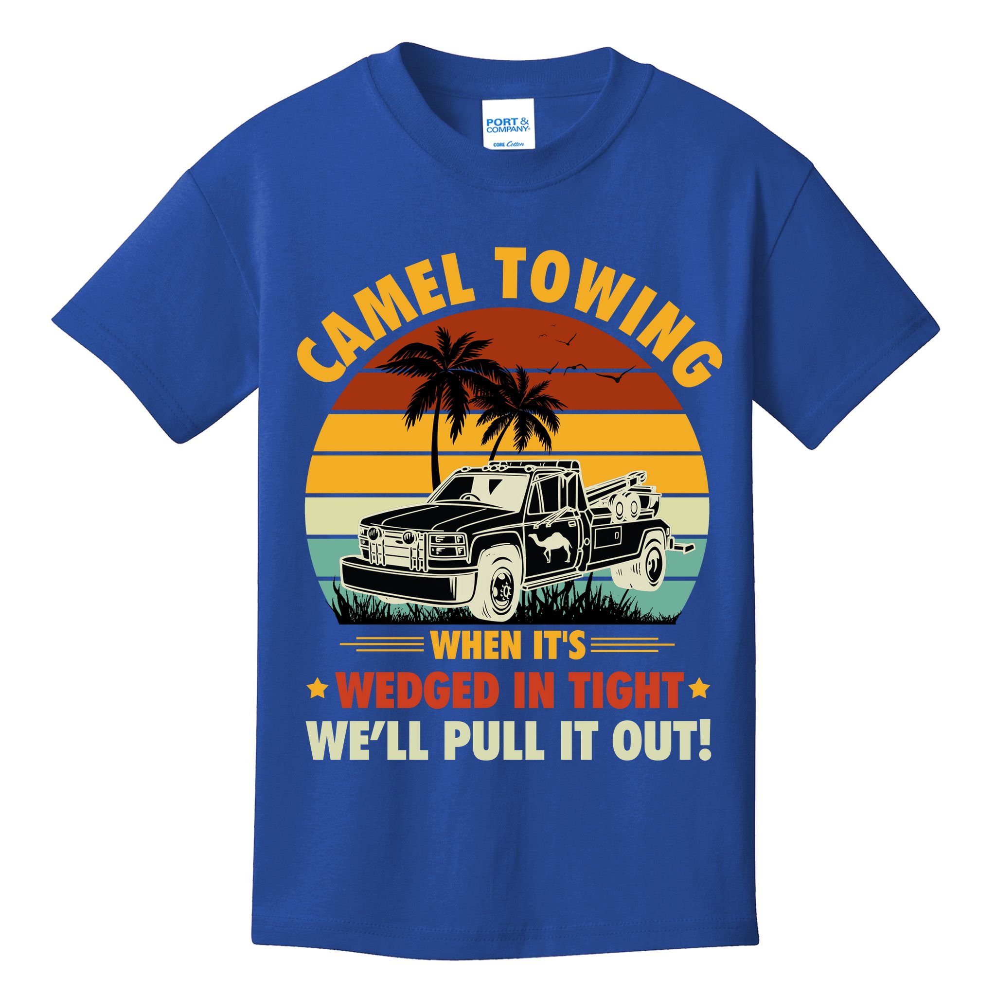 Camel Towing Retro Adult Humor Saying Funny Halloween Gift Kids T-Shirt