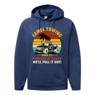 Camel Towing Retro Adult Humor Saying Funny Halloween Gift Performance Fleece Hoodie