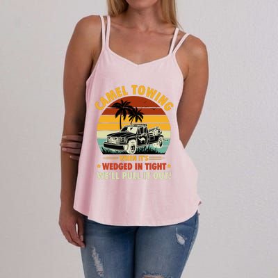 Camel Towing Retro Adult Humor Saying Funny Halloween Gift Women's Strappy Tank