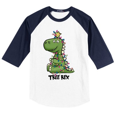 Christmas Tree Rex Ugly Christmas Trex Cozy Festive Lights Meaningful Gift Baseball Sleeve Shirt