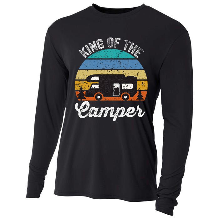 Camping Travel Retro Vintage King Of The Camper Cooling Performance Long Sleeve Crew