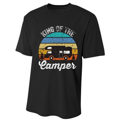 Camping Travel Retro Vintage King Of The Camper Performance Sprint T-Shirt