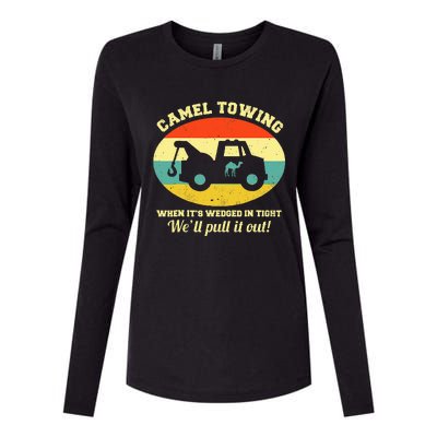 Camel Towing Retro Adult Humor Saying Funny Womens Cotton Relaxed Long Sleeve T-Shirt