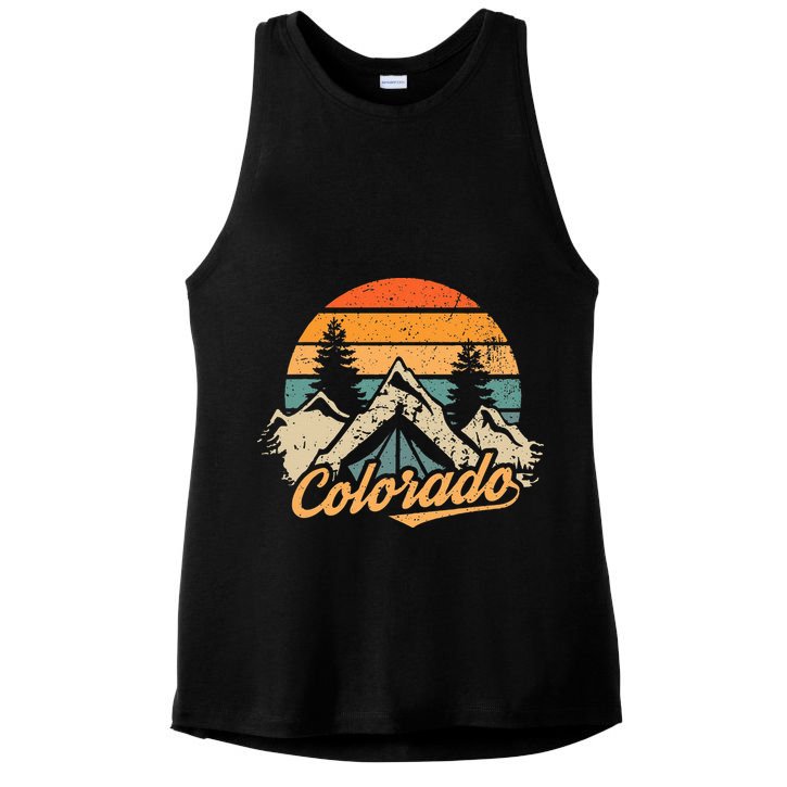 Colorado Tee Retro Vintage Mountains Nature Hiking Camping Ladies PosiCharge Tri-Blend Wicking Tank