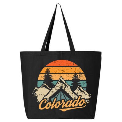 Colorado Tee Retro Vintage Mountains Nature Hiking Camping 25L Jumbo Tote