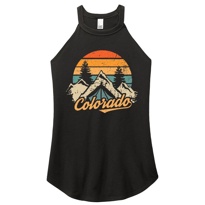 Colorado Tee Retro Vintage Mountains Nature Hiking Camping Women's Perfect Tri Rocker Tank