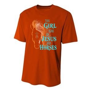 Christian This Runs On Jesus And Horses Equestrian Rider Cute Gift Youth Performance Sprint T-Shirt