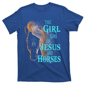 Christian This Runs On Jesus And Horses Equestrian Rider Cute Gift T-Shirt