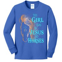 Christian This Runs On Jesus And Horses Equestrian Rider Cute Gift Kids Long Sleeve Shirt