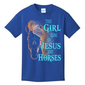 Christian This Runs On Jesus And Horses Equestrian Rider Cute Gift Kids T-Shirt