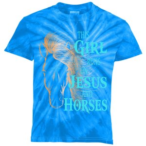 Christian This Runs On Jesus And Horses Equestrian Rider Cute Gift Kids Tie-Dye T-Shirt