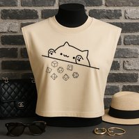 Cat Throwing Rainbow Dice Tabletop Rpg Garment-Dyed Women's Muscle Tee