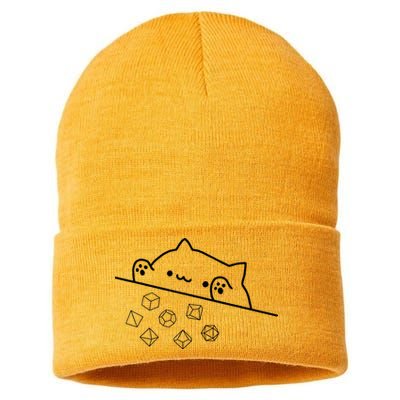 Cat Throwing Rainbow Dice Tabletop Rpg Sustainable Knit Beanie
