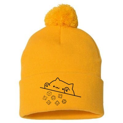 Cat Throwing Rainbow Dice Tabletop Rpg Pom Pom 12in Knit Beanie