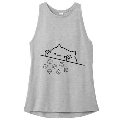 Cat Throwing Rainbow Dice Tabletop Rpg Ladies PosiCharge Tri-Blend Wicking Tank