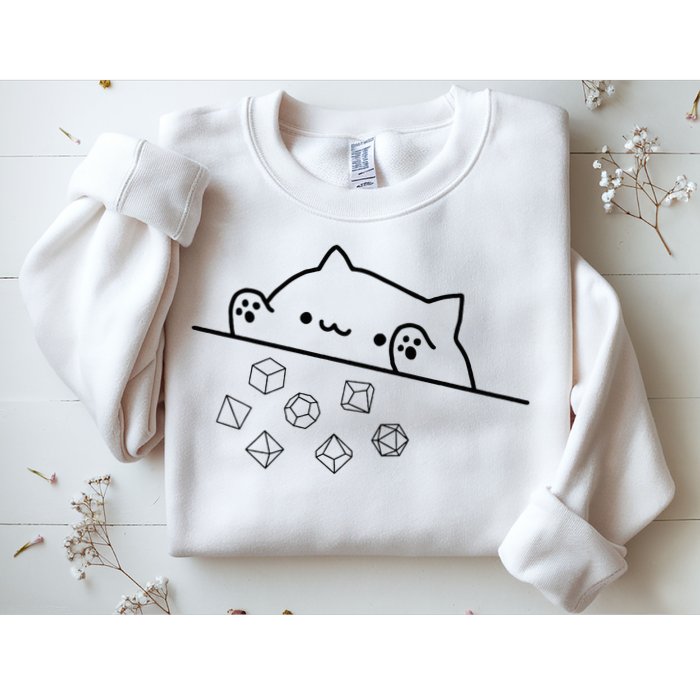 Cat Throwing Rainbow Dice Tabletop Rpg Sweatshirt