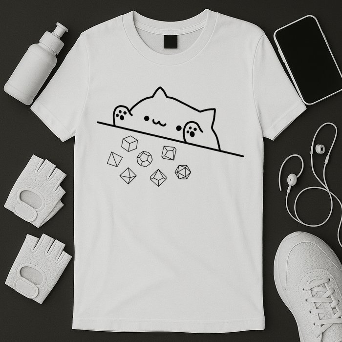 Cat Throwing Rainbow Dice Tabletop Rpg T-Shirt