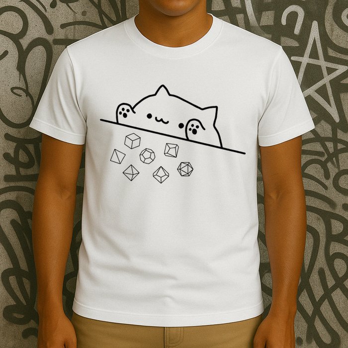 Cat Throwing Rainbow Dice Tabletop Rpg T-Shirt