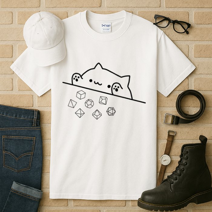 Cat Throwing Rainbow Dice Tabletop Rpg Tall T-Shirt