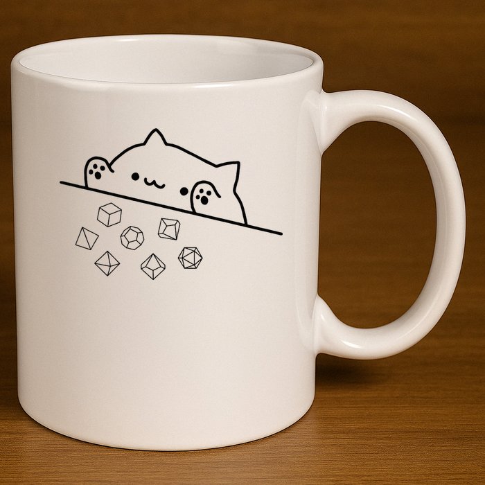 Cat Throwing Rainbow Dice Tabletop Rpg 11oz C Handle Ceramic Mug