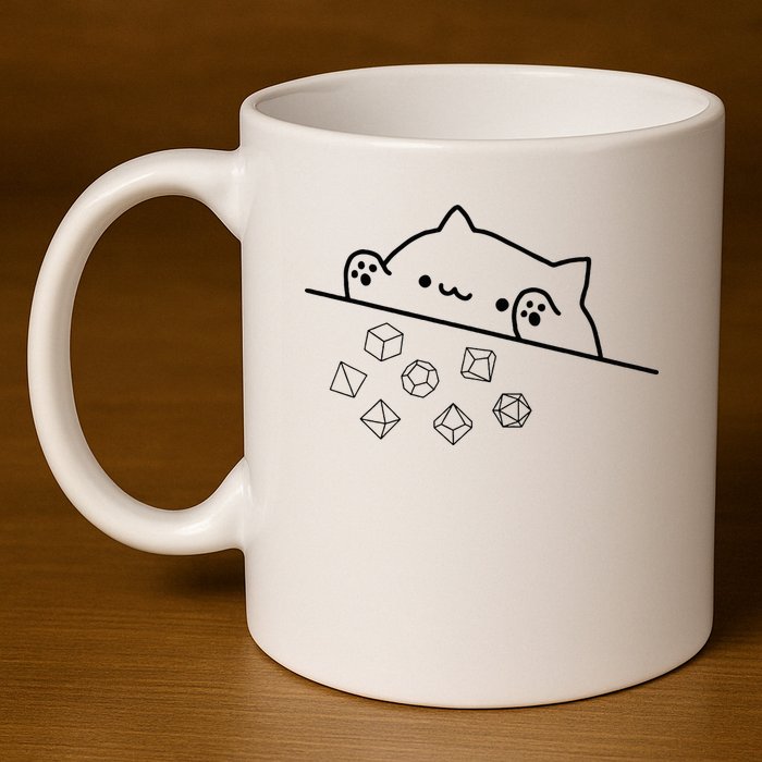 Cat Throwing Rainbow Dice Tabletop Rpg 11oz C Handle Ceramic Mug