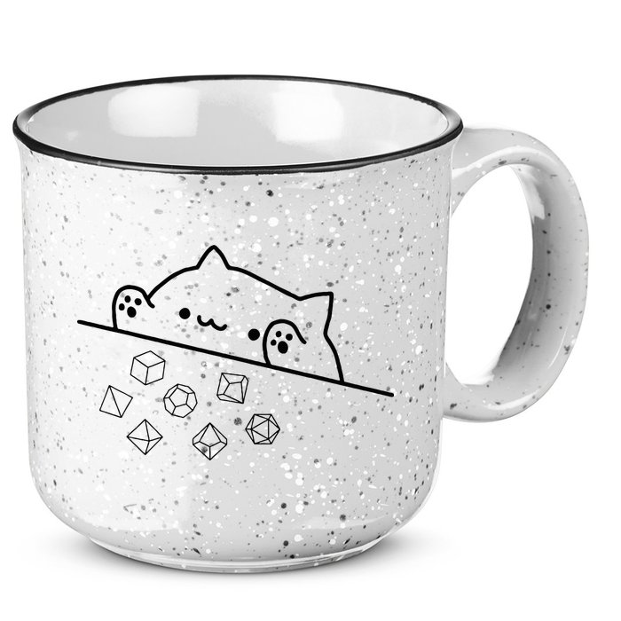 Cat Throwing Rainbow Dice Tabletop Rpg 15oz Campfire Ceramic Mug