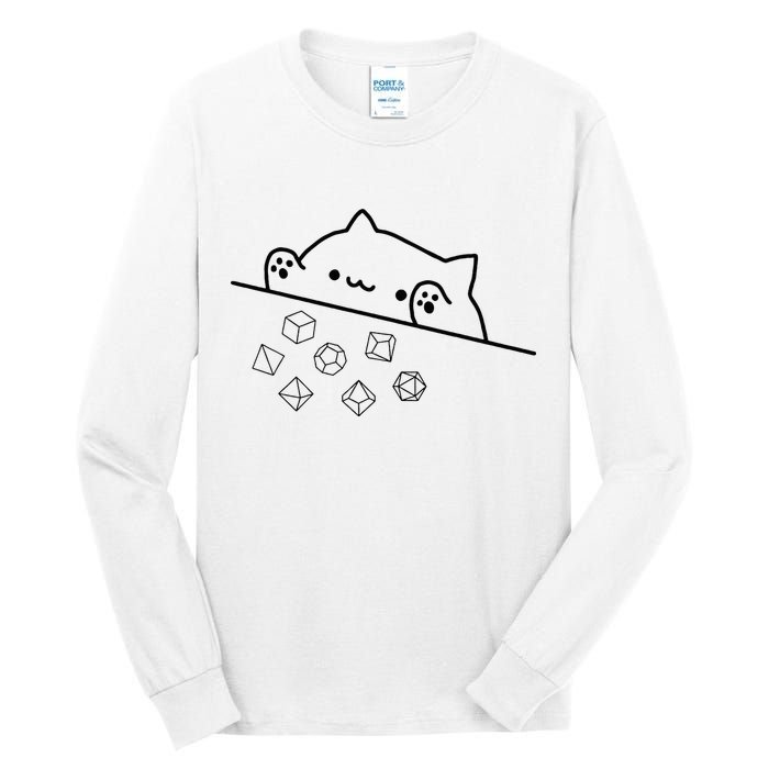 Cat Throwing Rainbow Dice Tabletop Rpg Tall Long Sleeve T-Shirt