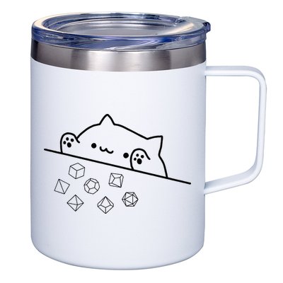 Cat Throwing Rainbow Dice Tabletop Rpg 12oz Stainless Steel Coffee Mug