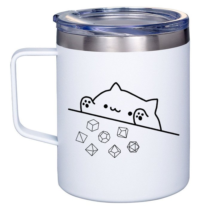 Cat Throwing Rainbow Dice Tabletop Rpg 12oz Stainless Steel Coffee Mug