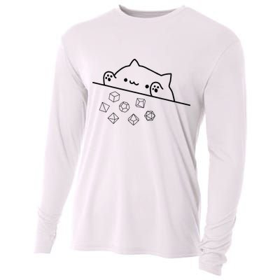 Cat Throwing Rainbow Dice Tabletop Rpg Cooling Performance Long Sleeve Crew