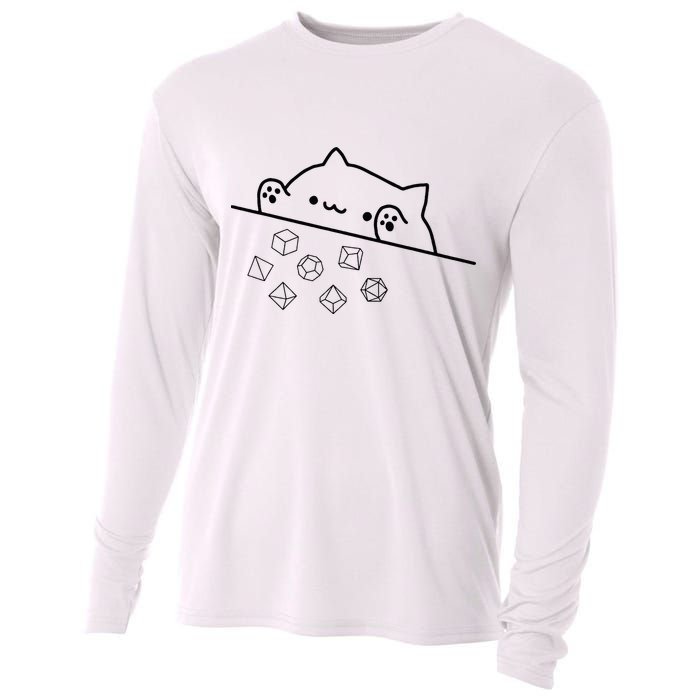 Cat Throwing Rainbow Dice Tabletop Rpg Cooling Performance Long Sleeve Crew