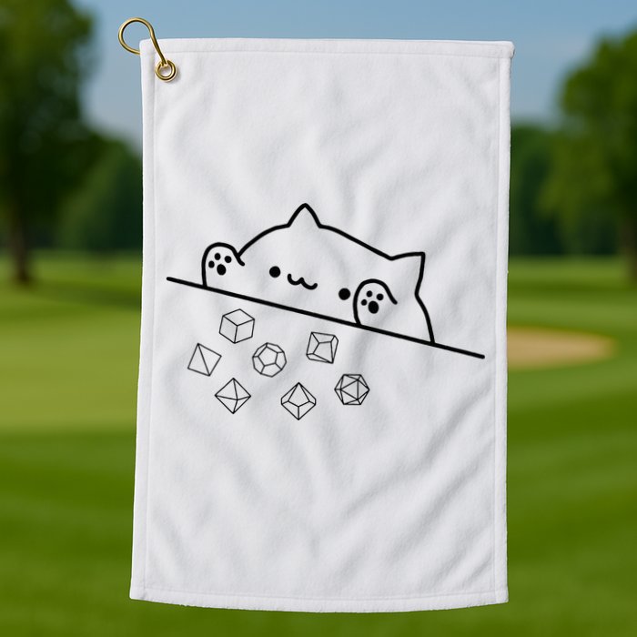 Cat Throwing Rainbow Dice Tabletop Rpg Golf Towel