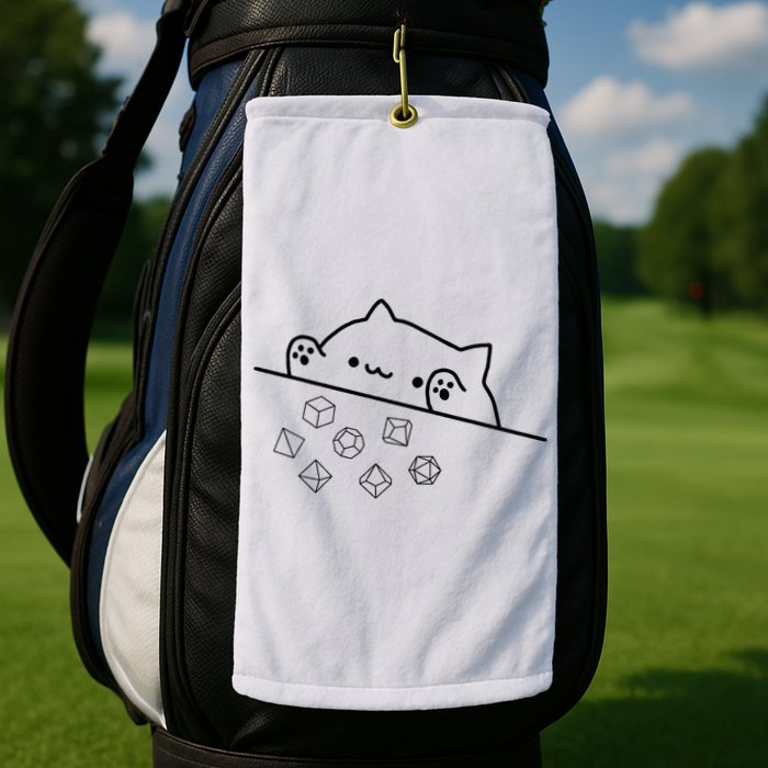Cat Throwing Rainbow Dice Tabletop Rpg Golf Towel