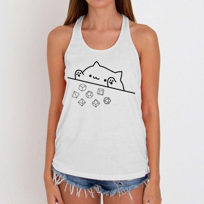 Cat Throwing Rainbow Dice Tabletop Rpg Women's Knotted Racerback Tank