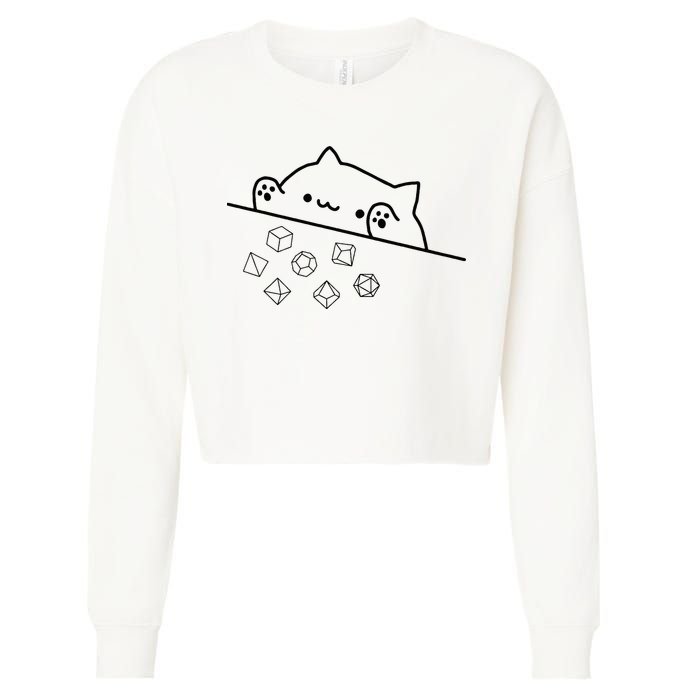 Cat Throwing Rainbow Dice Tabletop Rpg Cropped Pullover Crew