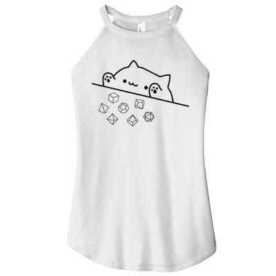 Cat Throwing Rainbow Dice Tabletop Rpg Women's Perfect Tri Rocker Tank
