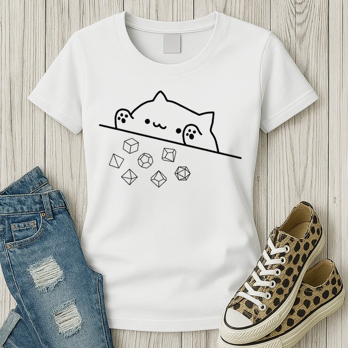 Cat Throwing Rainbow Dice Tabletop Rpg Womens T-Shirt