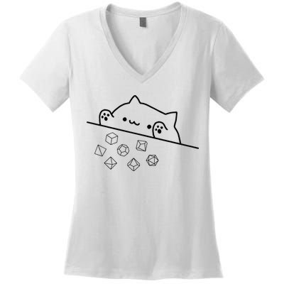 Cat Throwing Rainbow Dice Tabletop Rpg Women's V-Neck T-Shirt